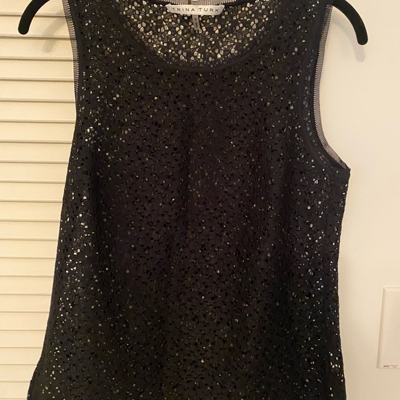 Trina Turk Elegant Black Lace Tank Top - Picture 1 of 4